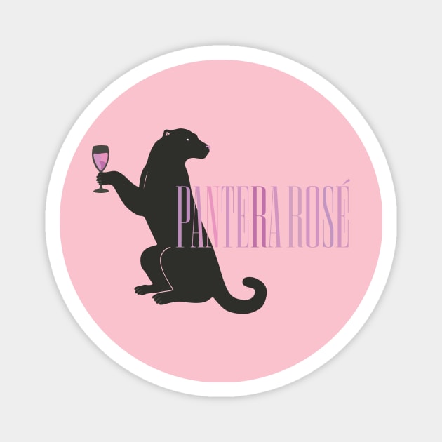 Panther Wine T-Shirt: Exclusive Illustration of Elegant Feline Enjoying Red Wine in a Moment of Sophistication and Wild Nature Magnet by iMosy Gallery